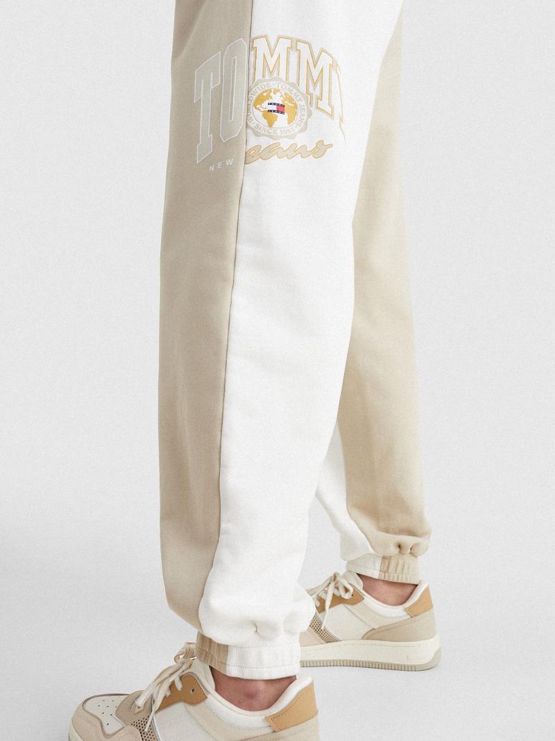 Női Tommy Hilfiger Collegiate Two-Tone Sweatpant Nadrág Bézs | HU 232GSO